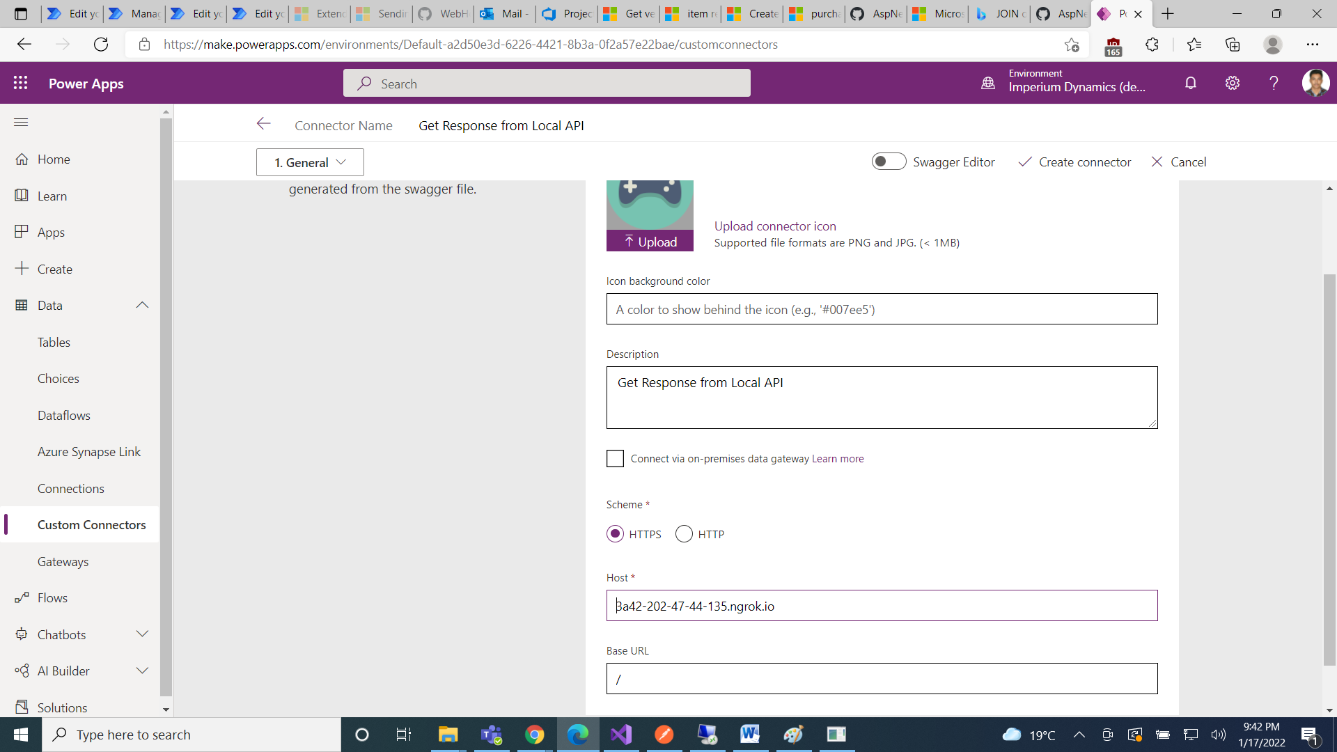 How to use Locally hosted Api’s in Custom Connectors